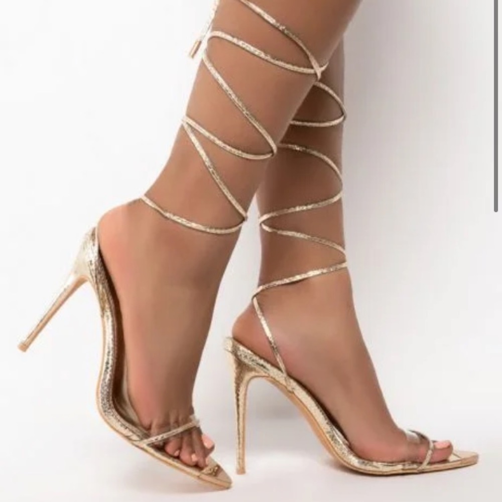 Azalea Wang Stiletto Sandals Gold